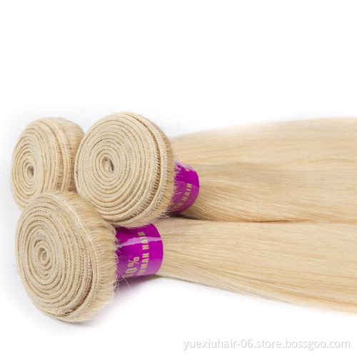 613 Brazilian Virgin Human Hair Weave Bundle 613 Blonde Human Hair Extensions Machine Double Weft Hair Bundles